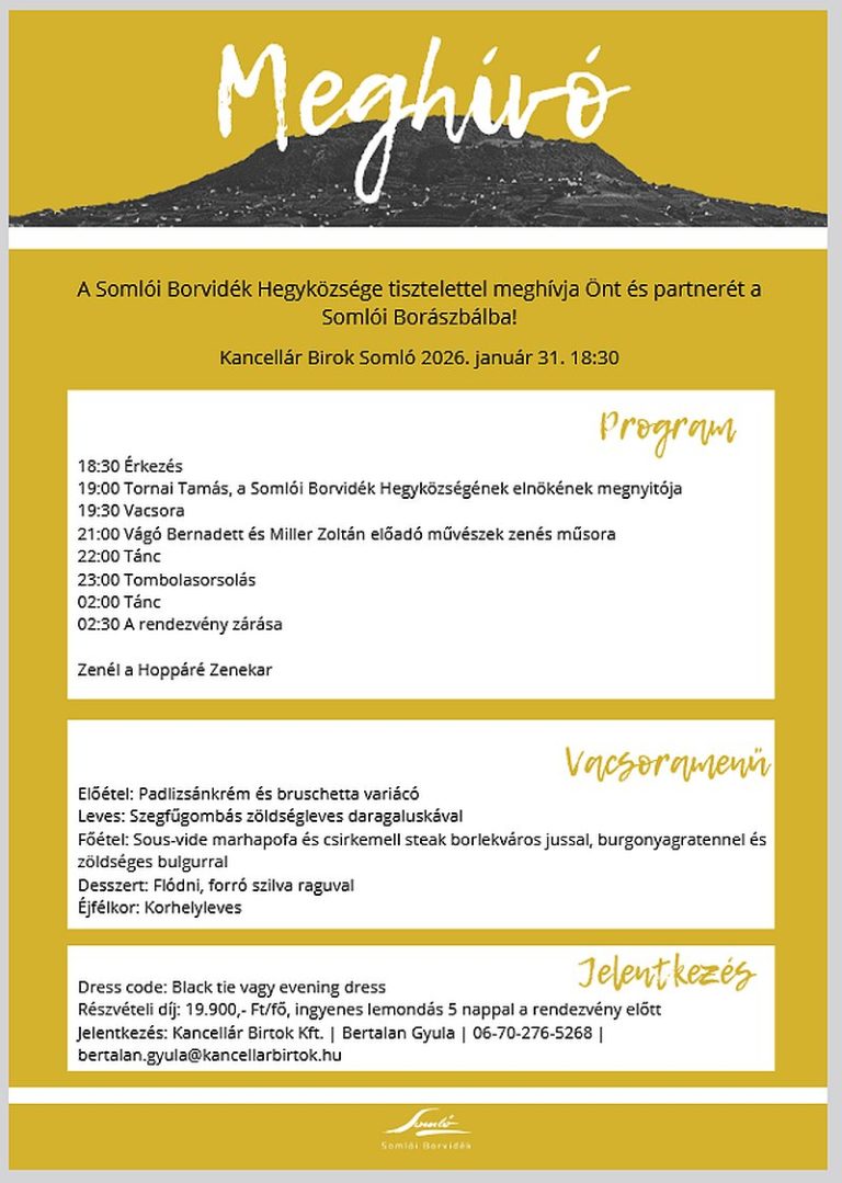 Somlói Borászbál 2026 Meghívó